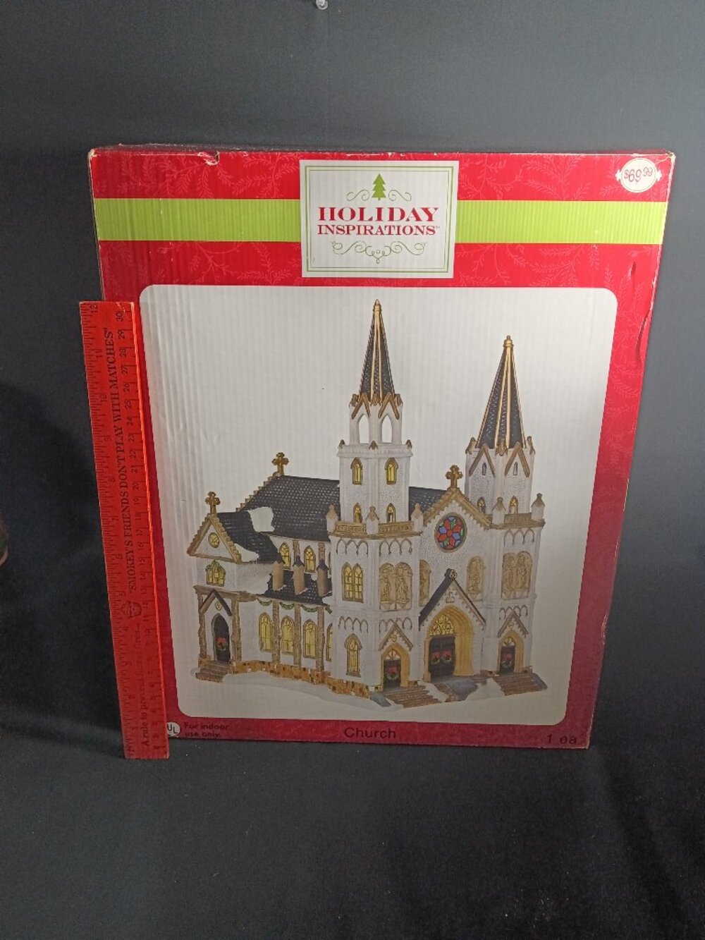 Holiday Inspirations Lighted Christmas Village Church Cathedral Original Box